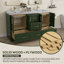 Ensemble de meuble-lavabo autoportant à double cuve en bois massif avec plateau de rangement blanc avec dessus de comptoir en bois massif routenberg-757911275