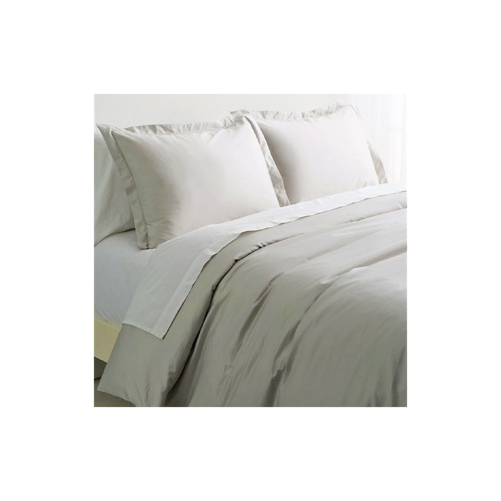 Austri Sateen Duvet Cover Set, Light Gray, Twin Duvet Cover + 1 Standard Sham
