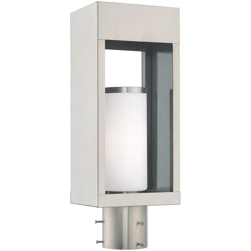 Luminaire suspendu d'extérieur 1 lumière, H 16,50 po x l 4,63 po x P 4,63 po, Nickel brossé