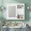 Armoire de salle de bain murale 32 po avec miroir, armoire à pharmacie murale avec 3 tablettes, armoire de rangement avec porte à miroir, blanc