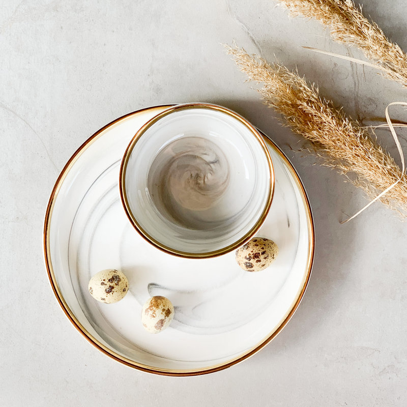 The Luxury Collection Marble Design Bowl with Gold Trim - Small 4,5"