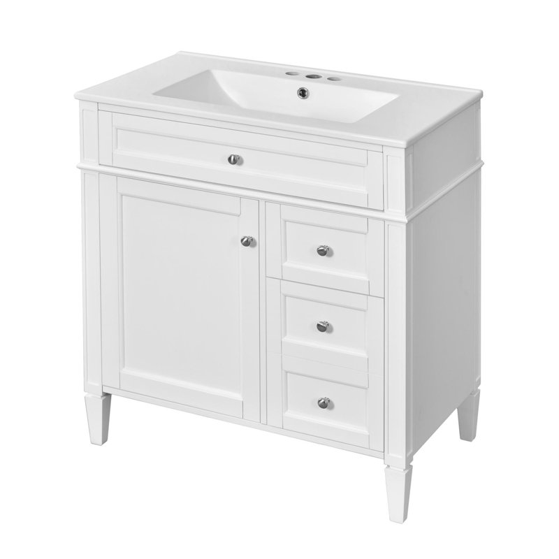 Meuble-lavabo de 30 po avec lavabo supérieur, Blanc