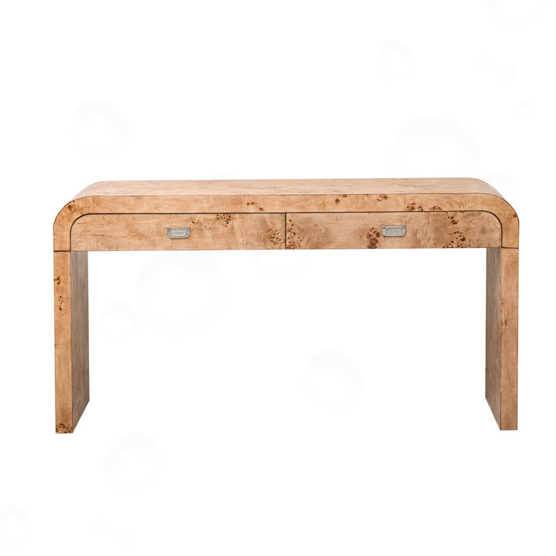 Console en bois avec tiroirs Faelina, Bois naturel et brun, H 31,7 po x l 60 po x P 15,7 po