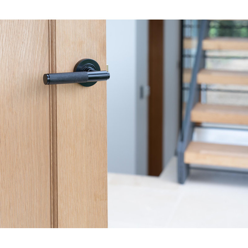 Brompton Lever on Rose Set (Plain) - Unsprung, Black