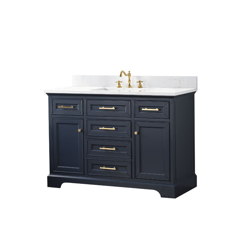 Thompson 48" W Single Vanity, Indigo Blue/Brushed Gold
