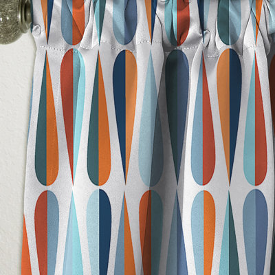 Retro Abstract Drops V - Abstract Mid-Century Modern Blackout Curtain Single Panel
