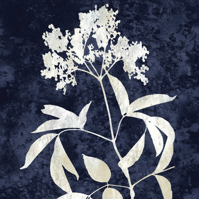 " Tan And Navy Floral 5 " Painting Print