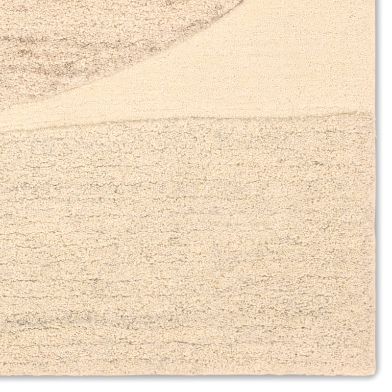Reyner Handtufted Wool Geometric Tan Area Rug, Rectangle 6' x 9'