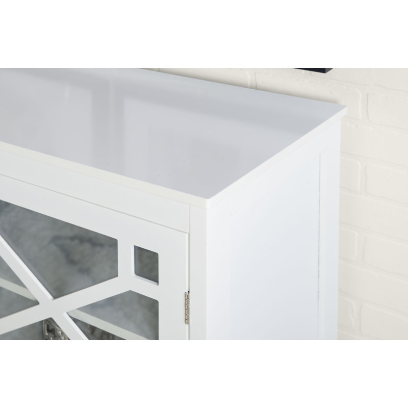 Armoire décorative à trois tablettes de 38 po avec deux portes vitrées Fiama, Blanc