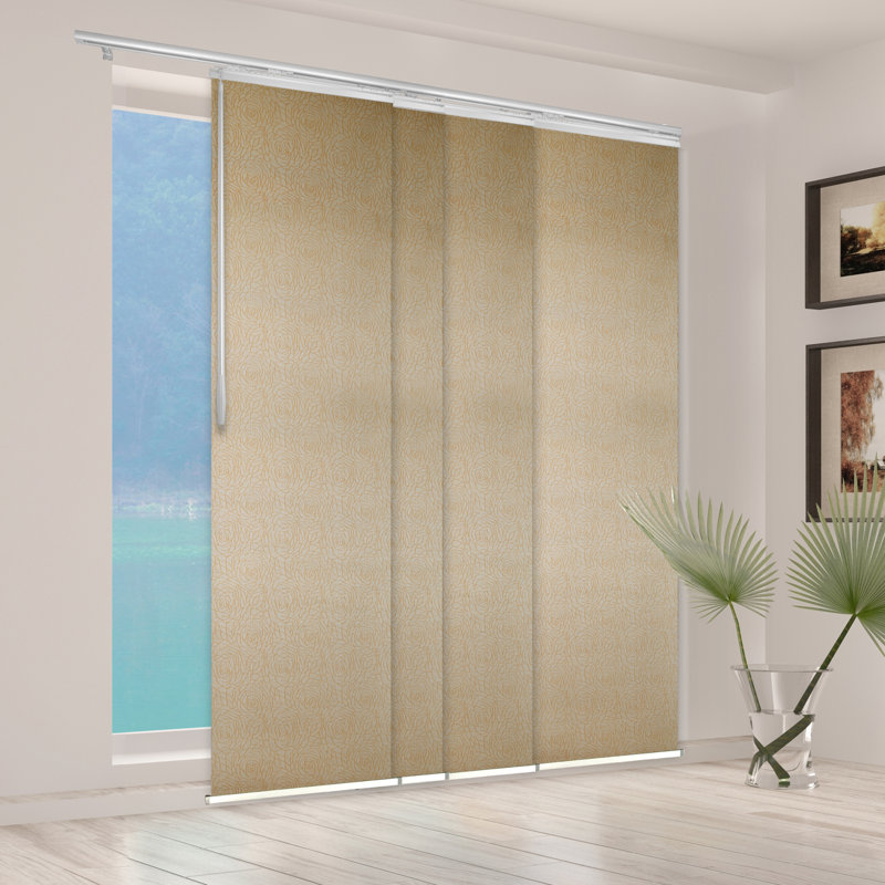 Store vertical semi-diaphane Iris, L 88 po x L 94 po, Blanc / Naturel