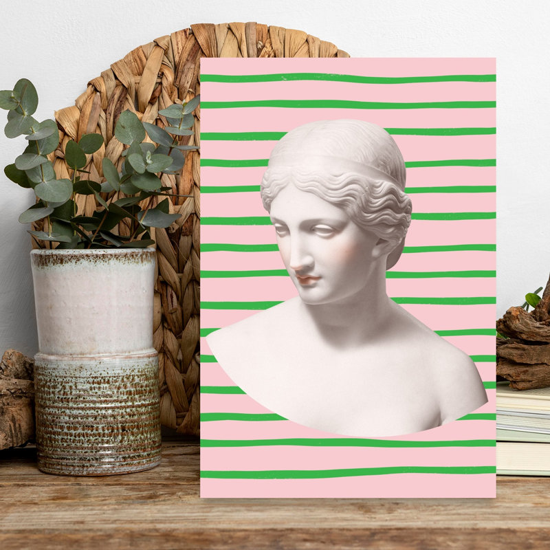 Greek Goddess Modern Stripes Contemporary Modern Serene Portrait Architecture Wall Art Print 1 Piece Wrapped Canvas Wall Art