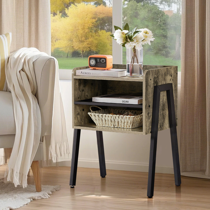 23.6" Tall Stackable Steel Nightstand Set of 2, Set of 2
