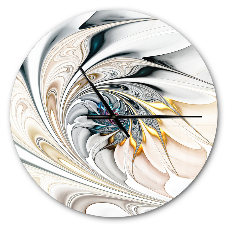 Howse White Glossy Floral Art - Modern wall clock, Medium
