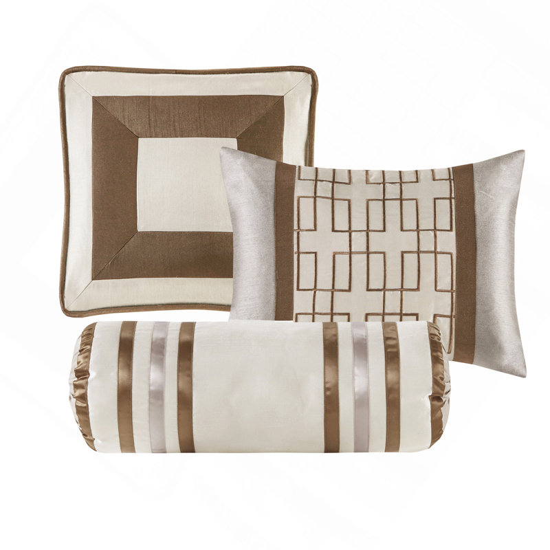 7-Piece Comforter Set In Taupe/Brown For King Beds, Hypoallergenic And Easy To Maintain