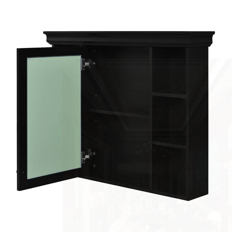 Armoire de rangement murale avec porte miroir, Noir