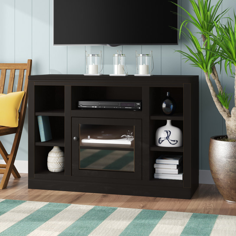 Aowyn Unfinished TV Stand for TVs up to 50", Black, Glass