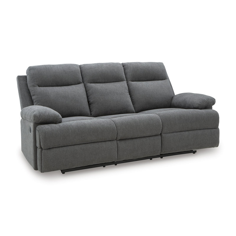 Needham Reclining Sofa With Drop Down Table, Gray