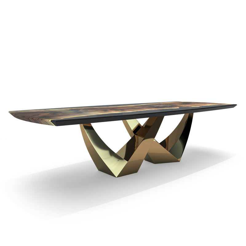 Ezio Walnut Wood Dining Table, 29.5"H x 96"L x 42"W