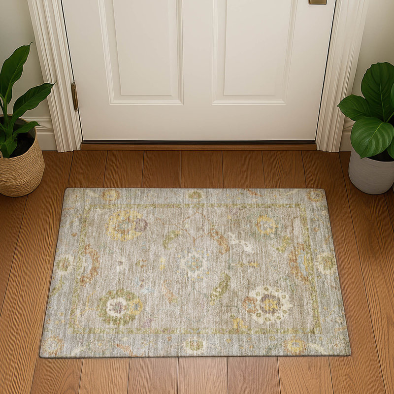 Premium Machine Washable Mayfield AMF2229 Global Rug, 1'8" x 2'6", Khaki