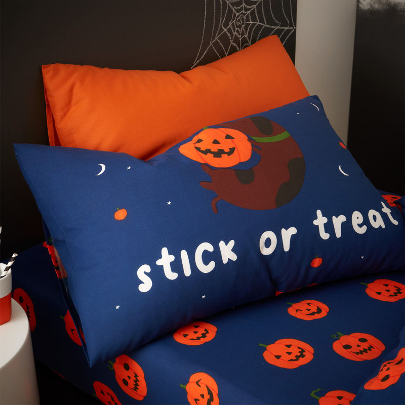 Halloween Dogs Glow in the Dark Duvet Cover Set with Pillowcases With Pillowcase, Junior, Blue