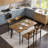 Dining Table Set For 4, Rectangular Dinning Room Table & 4 Curved Chairs With Moon-Shaped Backrest, Modern 5 Piece Kitchen Table And Chairs Set For Living Room, Breakfast Nook, Small Spaces