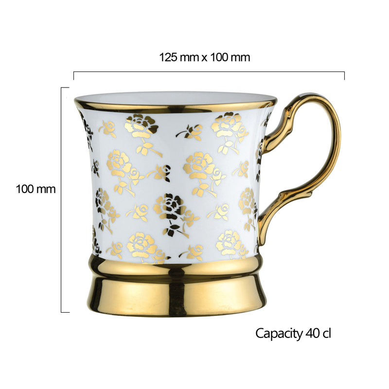 Bernella Porcelain Coffee Mug, Gold