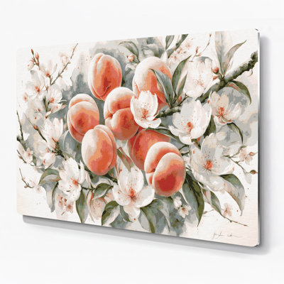 Fruit Peach White Beige Metal Wall Art