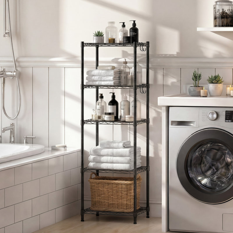 5-Tier Metal Shelving Units, Black