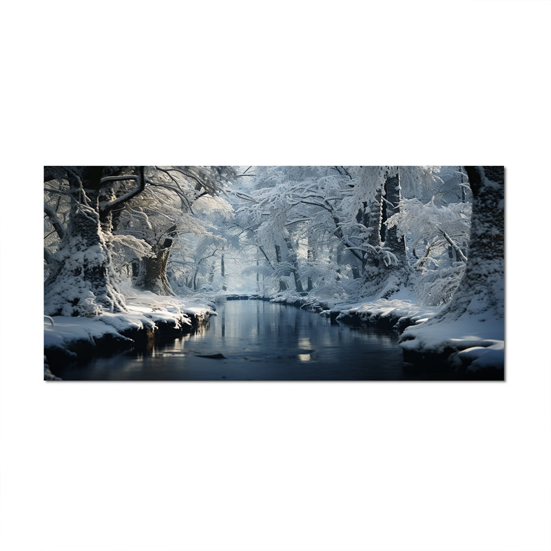 «Winter Silent Woods III - Winter Landscape», art mural, Toile tendue, H 28 po x l 60 po x P 1,5 po