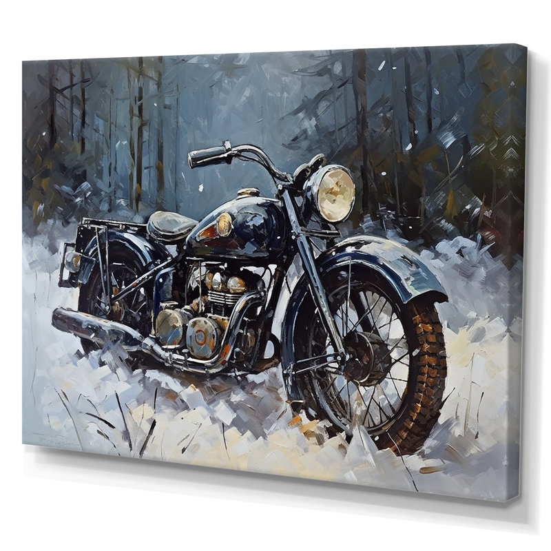 «War Rustic War Bike In Winter I», impressions d'art sur moto, H 16 po x l 32 po x P 1 po, Toile tendue