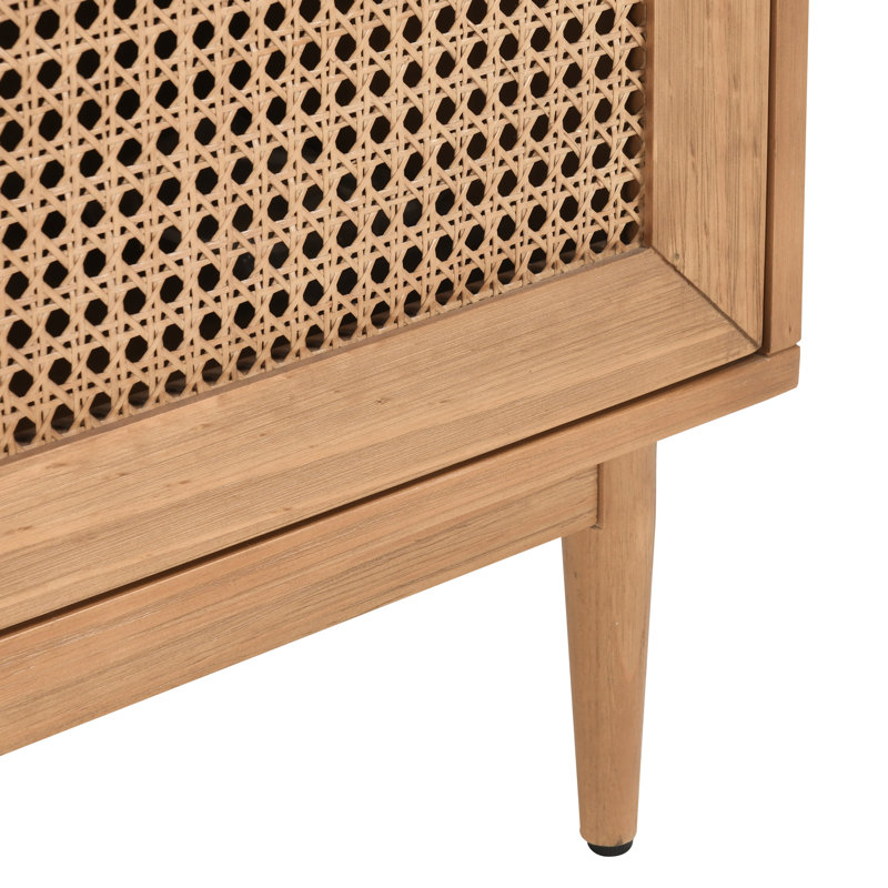 Solid Wood 4 - Door Sideboard, Natural Brown