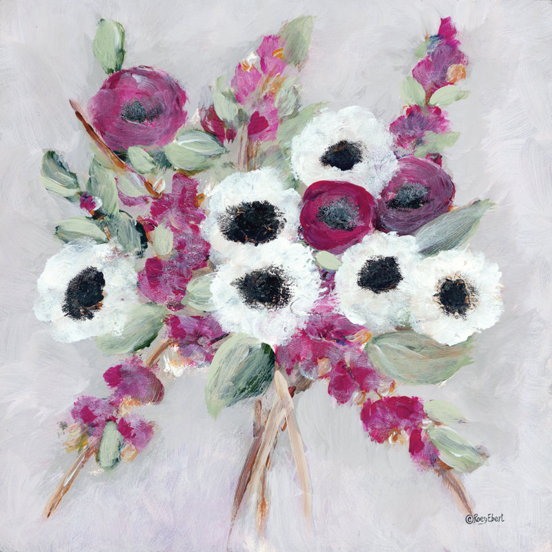 «Pretty In Pink And Black I» par Roey Ebert - reproduction d'art sur toile tendue, H 12 po x l 12 po, Blanc