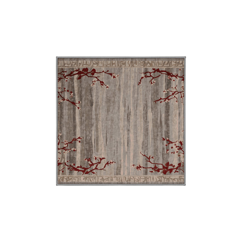 Machine Washable Gray Area Rug, Square 8'