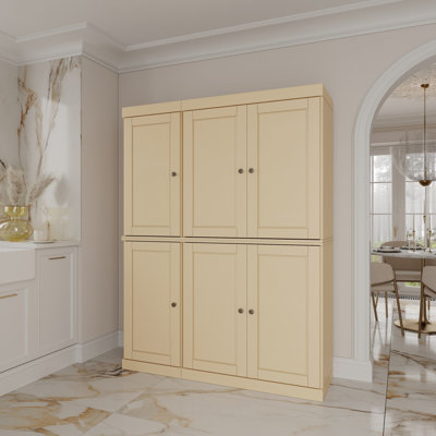 Nicu 100% Solid Wood Tall Kitchen Pantry Cabinet with Doors, Adjustable Shelves, Modular Kitchen Storage Cabinet, 48.5" W x 71.5" H