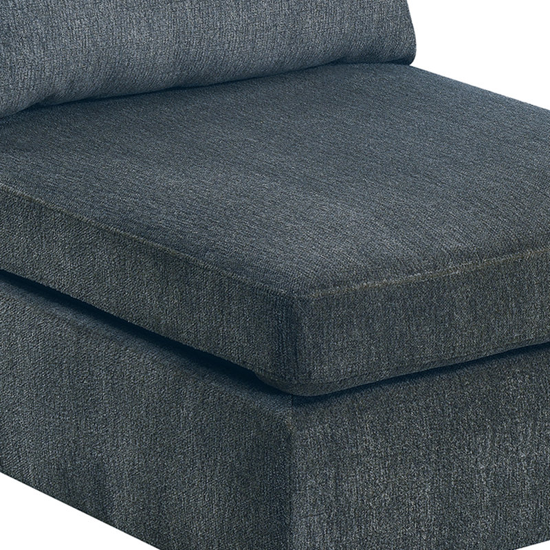 Fauteuil modulaire 3 pièces gris, revêtement en chenille, structure en bois, revêtement gris, structure froncée