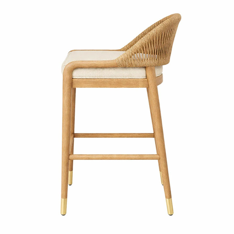 Tabouret de comptoir rembourré Fara en chêne blanc Fara