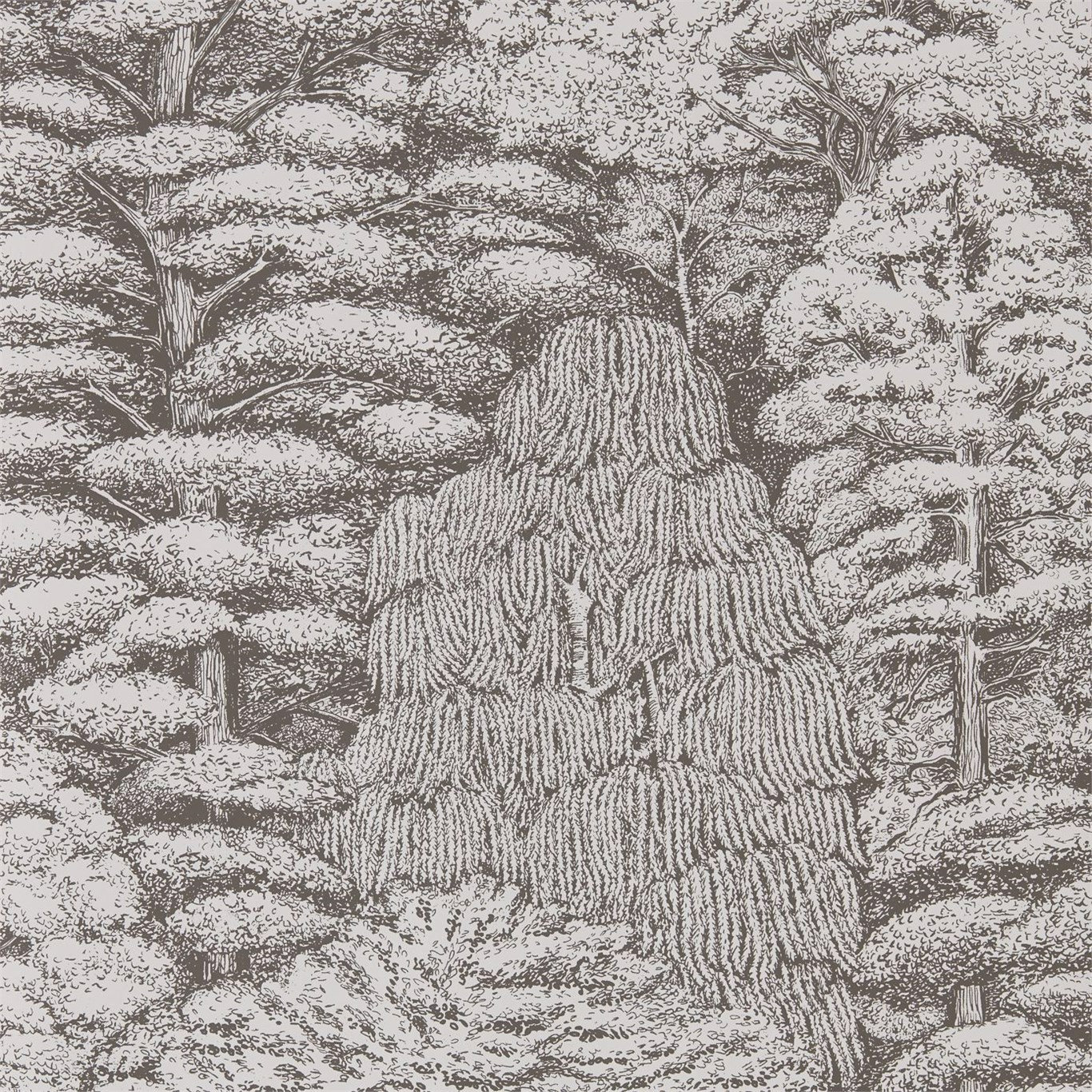 Woodland Walk Wallpaper Roll, Ivory/Charcoal