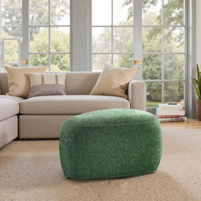 Adna 67.8Cm Wide Triangle Footstool Ottoman, Green