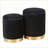 Ottoman Set, Contemporary Glam Nesting Black Velvet with Gold Metal Base | Gold | Metal-580348265