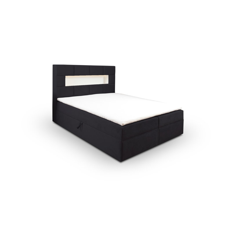 Boxspring Bed Sola with Storage, Black, 160 x 200cm