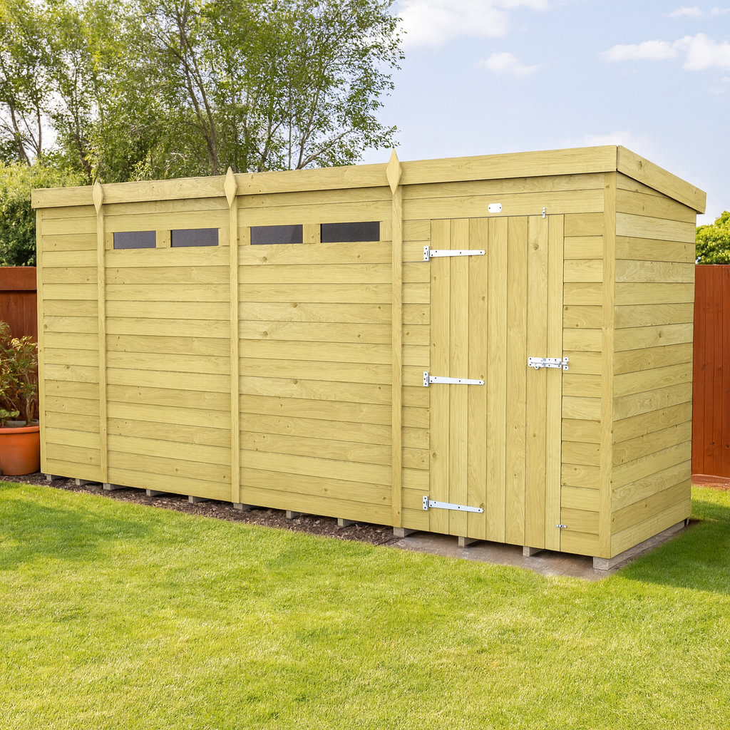 15ft x 4ft Pent Security Shed - Single Door