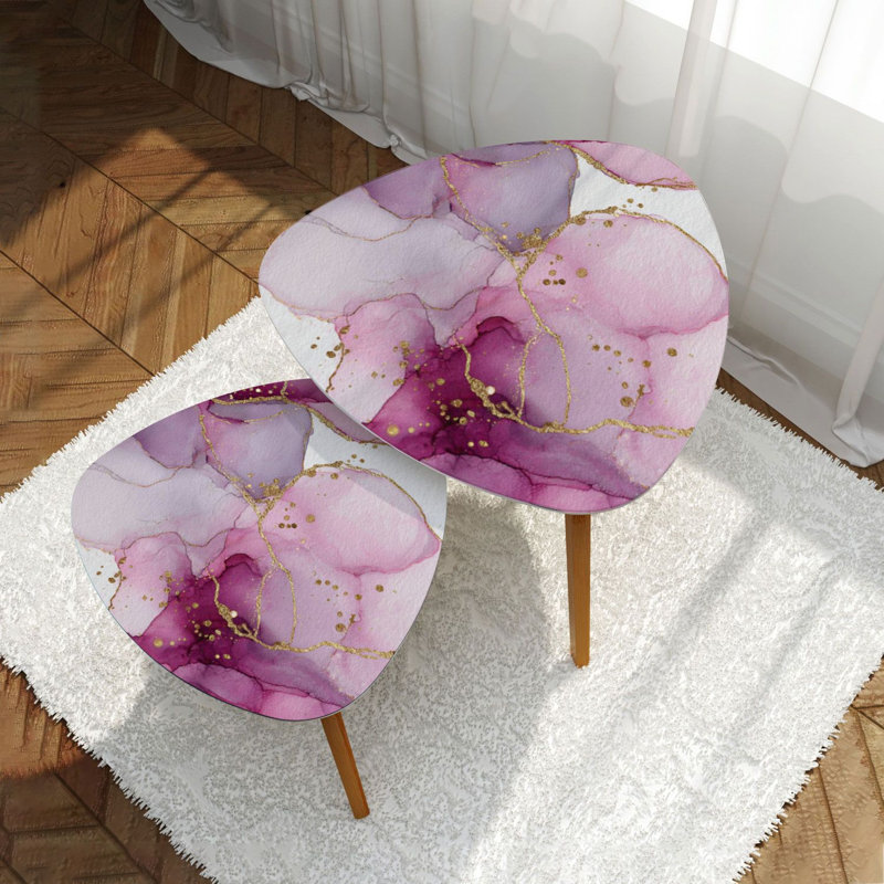 Ensemble de 2 tables basses gigognes Triangle Nesting, Rose clair / mauve