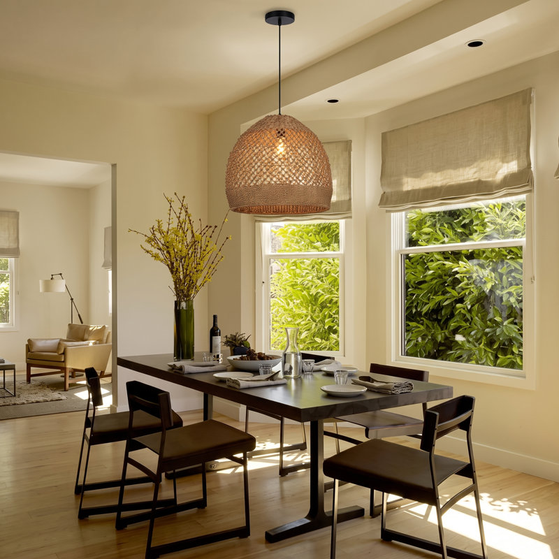 Artibrannan 1 - Light Seagrass Dome Pendant, 13.77" H x 13.77" W x 13.77" D