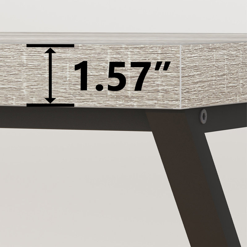 Kelleia Writing Desk, Light Gray/Black, 30.1" H x 55" W x 23.6" D