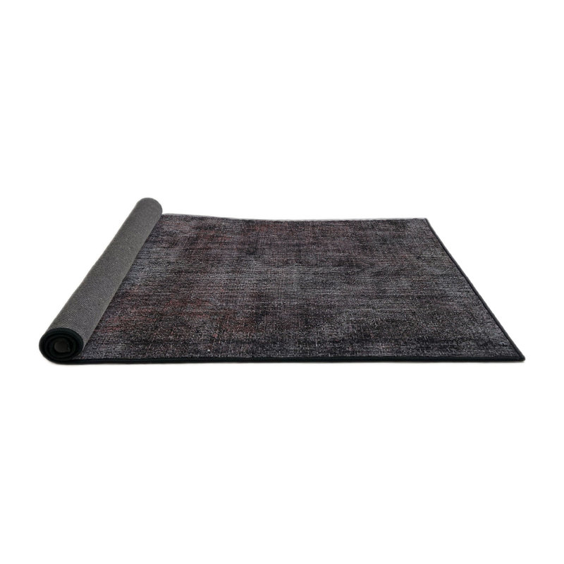 Tapis en laine gris foncé / noir, Rond 8 pi