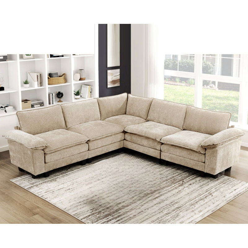 Canapé modulaire contemporain, canapé rembourré pour le salon, Taupe