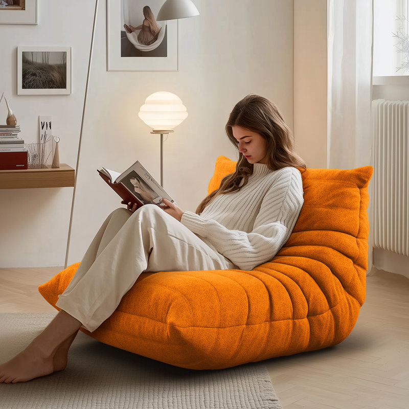 Armless Bean Bag Sofa Chair, Memory Foam Lounge, Cozy Fireside Seat,Lazy Floor Lounger- Perfect For Bedroom, Study, Or Living Room