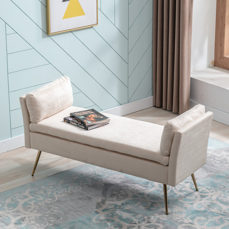 Markevius Fabric Upholstered Bench, Beige
