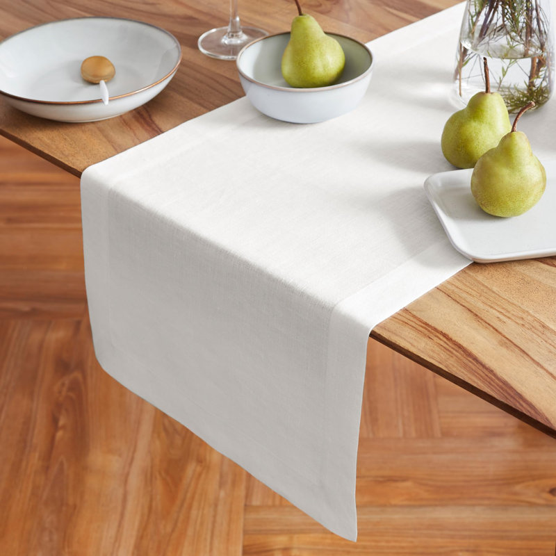 Sonoma - 100% Pure Linen Table Runner (Pre-Washed), White, 72" x 16"