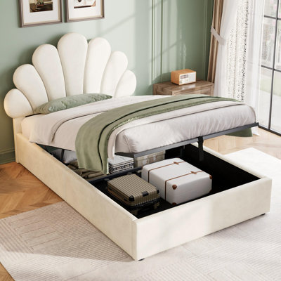 Double Size Ottoman Bed Velvet